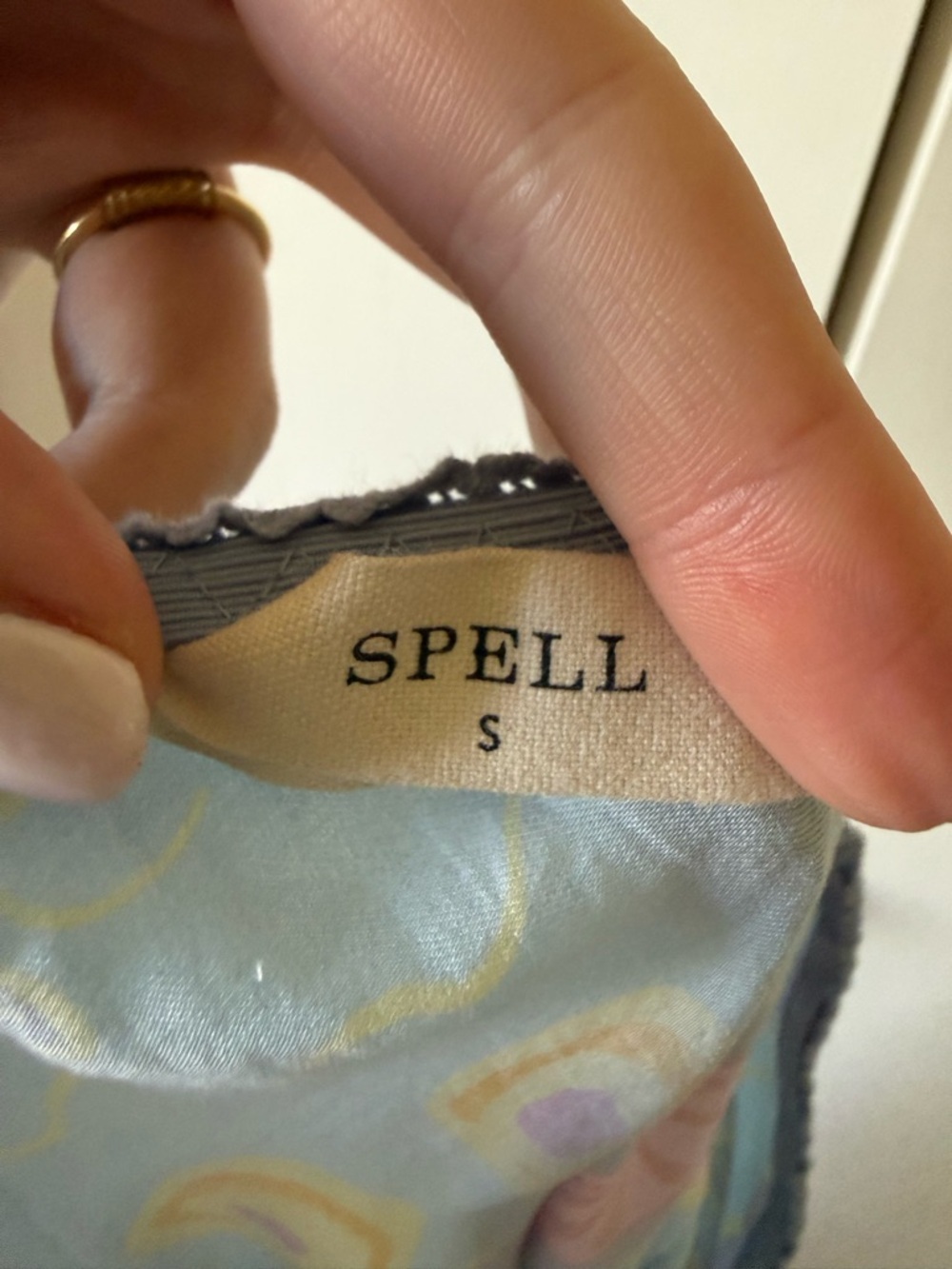 Spell Aquarius Bias Maxi Skirt Sky Blue Small Seashell Pattern Coastal Tencel - Picture 9 of 9